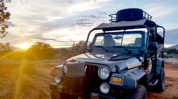 Off Road Jeep Ride through Ponderosa Pine Forest